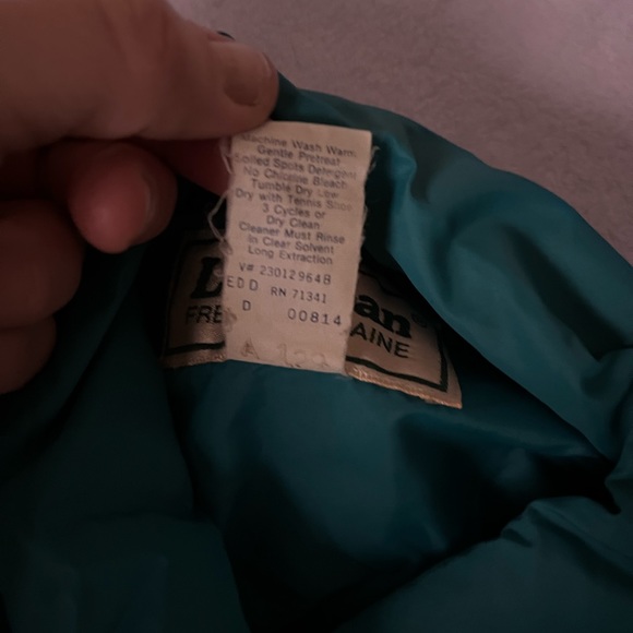 VTG LL BEAN Freeport Maine Women’s Puffer Vest Teal Goose Down Made in USA Large - Picture 6 of 7